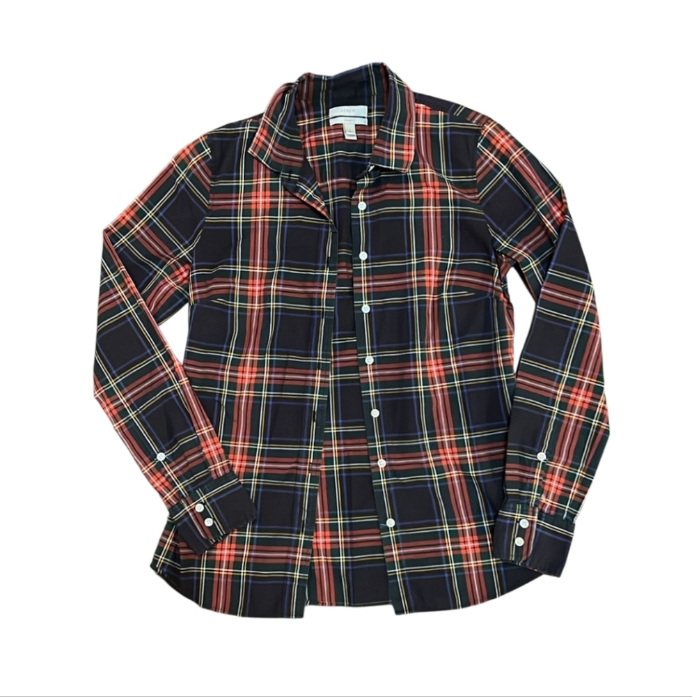 J. Crew Red and Black Casual Button Down Shirt